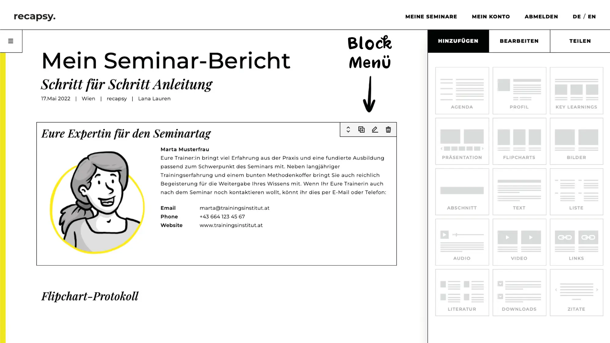 Block menu